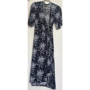 bcbg maxazria Blue Floral Wrap dress xs